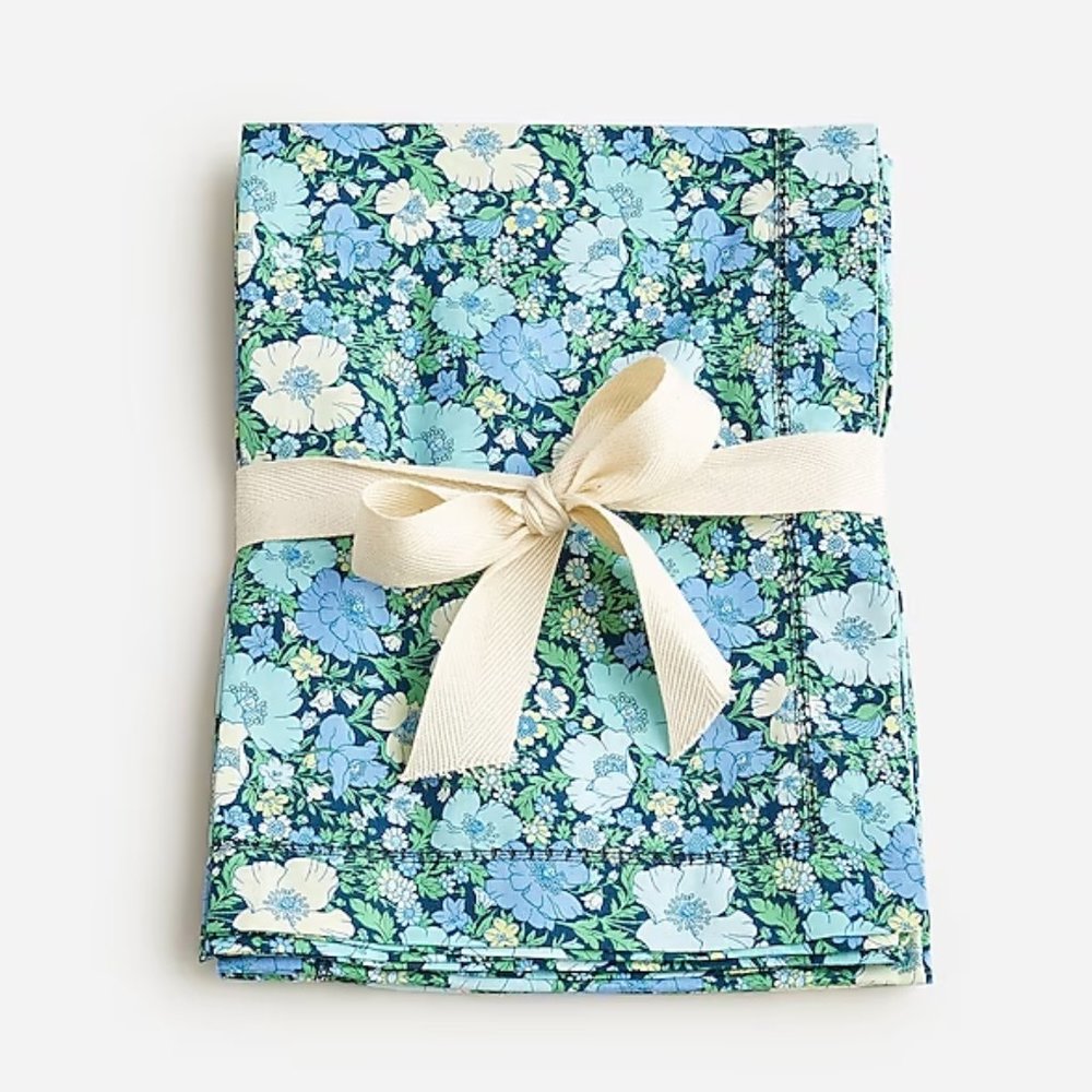 J. Crew x Liberty London Fabrics - Set of 4 Cloth Placemats - Green Blue Floral